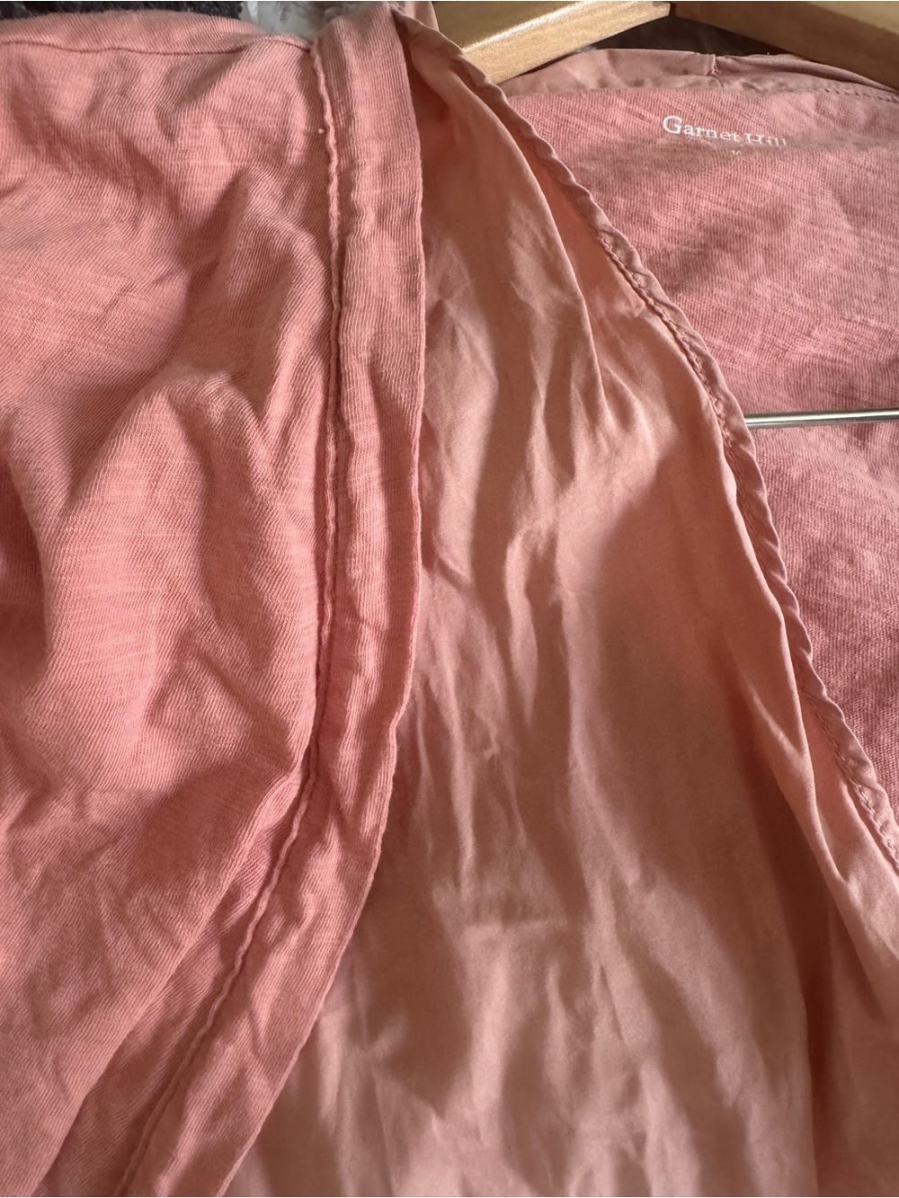 Garnet Hill Dusty Rose Open-Front Lightweight Draped Cardigan - Picture 4 of 5